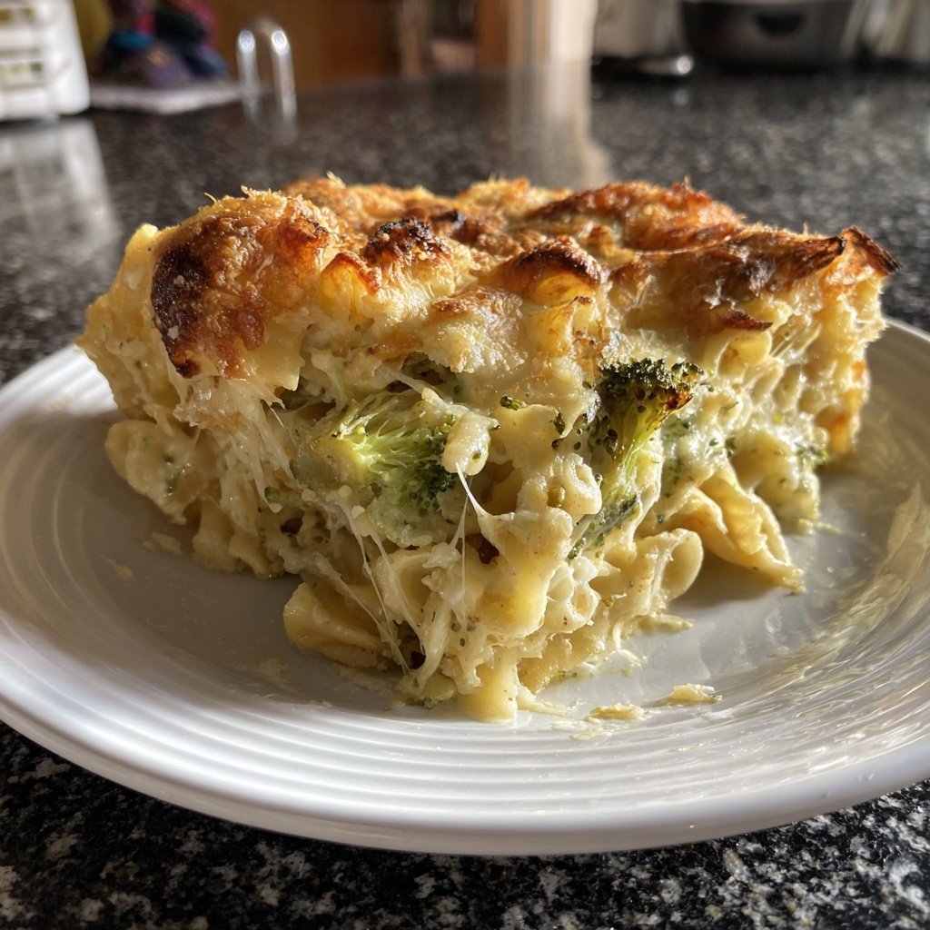 Vegetarischer Nudelauflauf mit Brokkoli