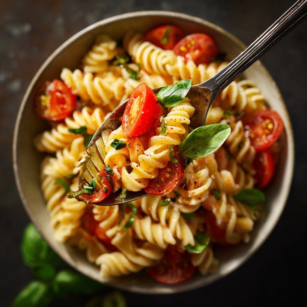 Mediterraner Nudelsalat Mit Tomaten