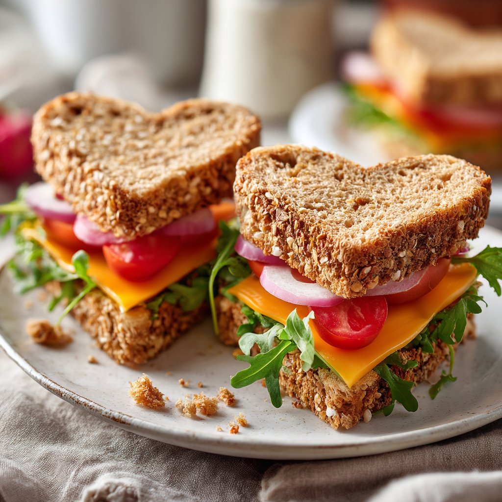 Herzförmige Sandwiches
