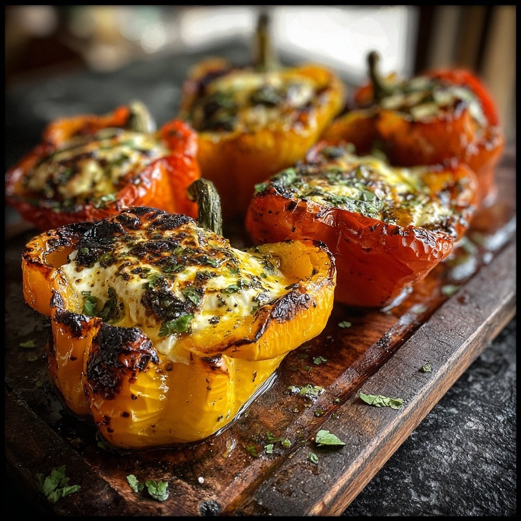 Gegrillte Paprika Mit Feta Füllung