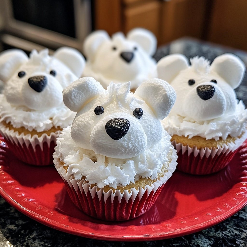 Weihnachtliche Polarbären-Cupcakes