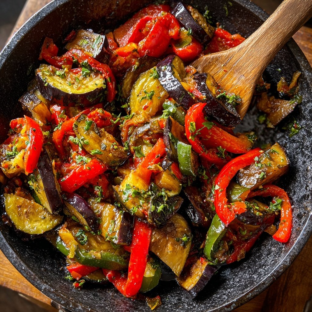 Auberginenpfanne leicht und frisch